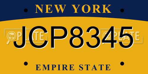 JCP8345 New York License Plate