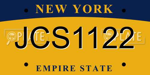 JCS1122 New York License Plate