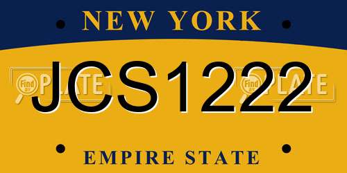 JCS1222 New York License Plate
