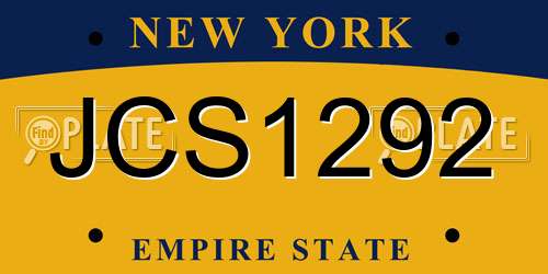 JCS1292 New York License Plate