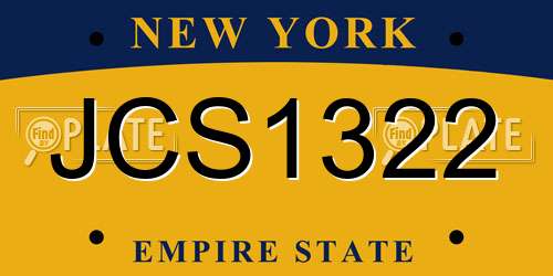 JCS1322 New York License Plate