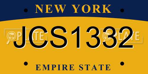 JCS1332 New York License Plate