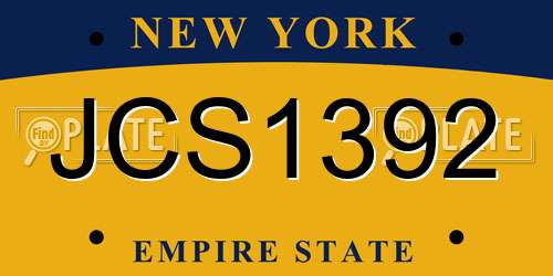 JCS1392 New York License Plate