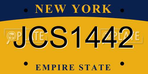 JCS1442 New York License Plate