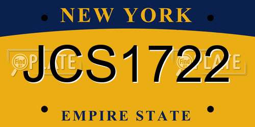 JCS1722 New York License Plate