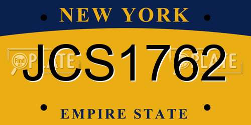 JCS1762 New York License Plate