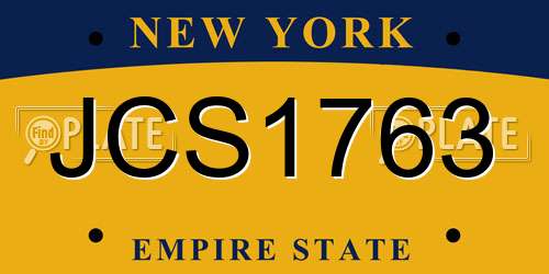 JCS1763 New York License Plate
