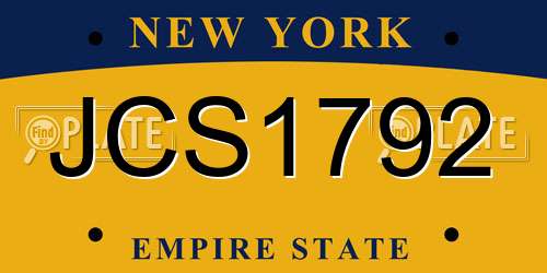 JCS1792 New York License Plate