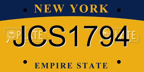 JCS1794 New York License Plate