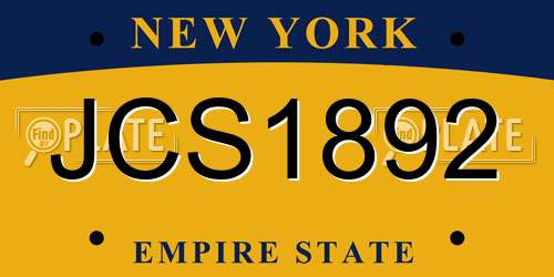 JCS1892 New York License Plate