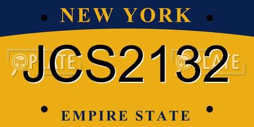 JCS2132 New York License Plate