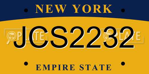 JCS2232 New York License Plate
