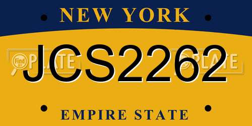 JCS2262 New York License Plate
