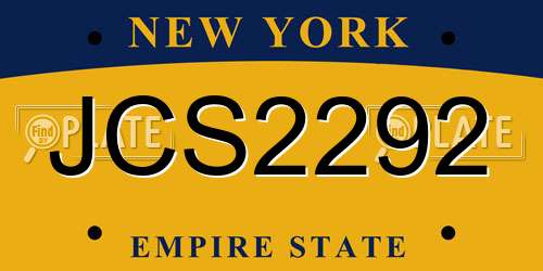 JCS2292 New York License Plate