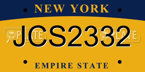 JCS2332 New York License Plate
