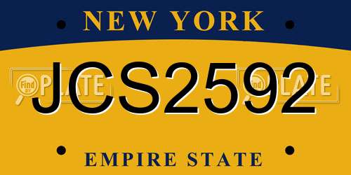 JCS2592 New York License Plate