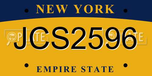 JCS2596 New York License Plate