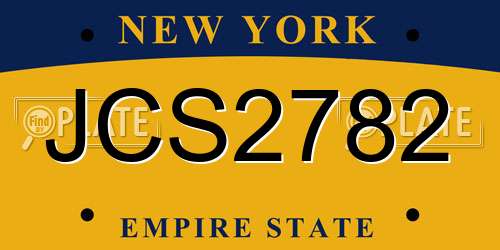 JCS2782 New York License Plate