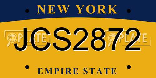 JCS2872 New York License Plate