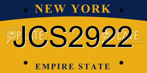 JCS2922 New York License Plate