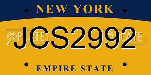 JCS2992 New York License Plate