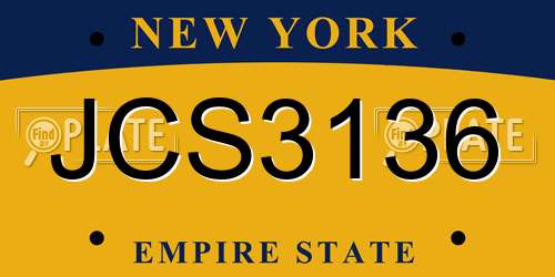 JCS3136 New York License Plate