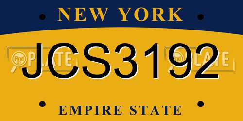 JCS3192 New York License Plate