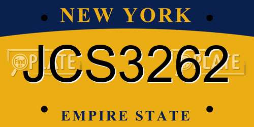 JCS3262 New York License Plate