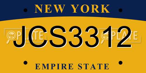 JCS3312 New York License Plate