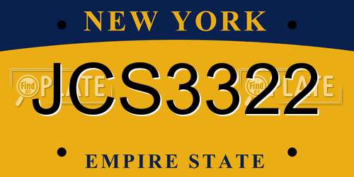 JCS3322 New York License Plate