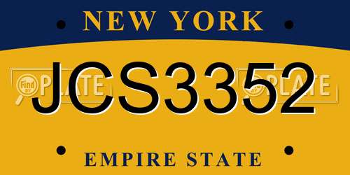 JCS3352 New York License Plate
