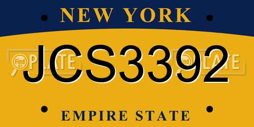 JCS3392 New York License Plate