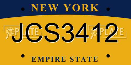 JCS3412 New York License Plate