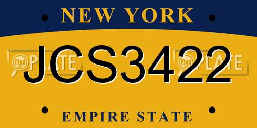 JCS3422 New York License Plate