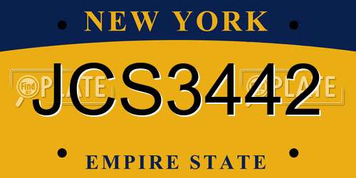JCS3442 New York License Plate