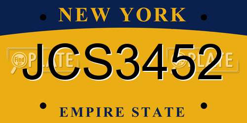JCS3452 New York License Plate