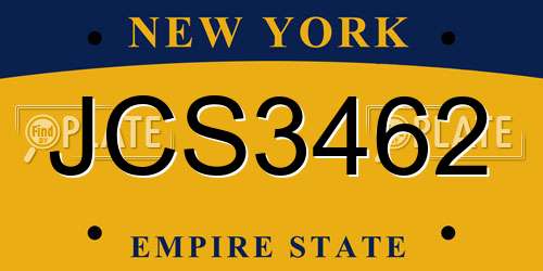 JCS3462 New York License Plate