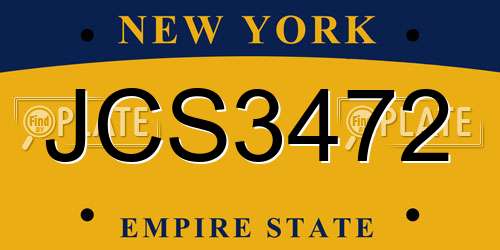 JCS3472 New York License Plate