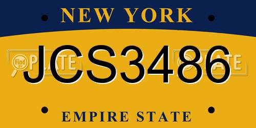 JCS3486 New York License Plate