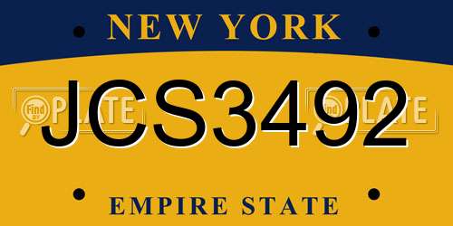 JCS3492 New York License Plate