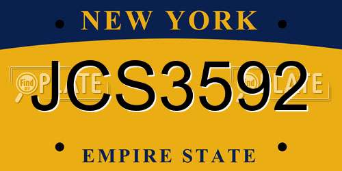 JCS3592 New York License Plate
