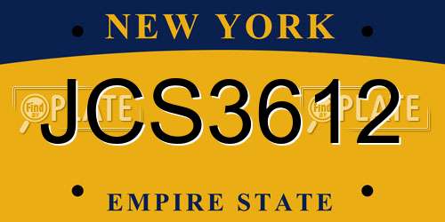 JCS3612 New York License Plate