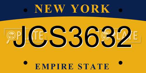 JCS3632 New York License Plate