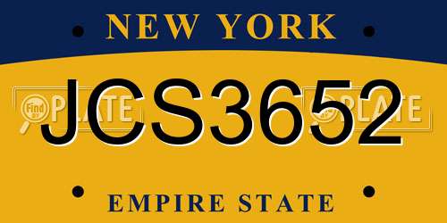 JCS3652 New York License Plate