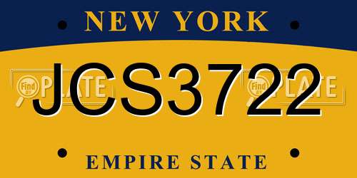 JCS3722 New York License Plate