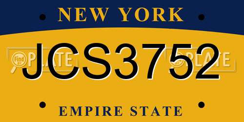 JCS3752 New York License Plate