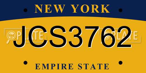 JCS3762 New York License Plate