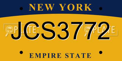 JCS3772 New York License Plate