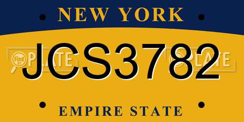JCS3782 New York License Plate