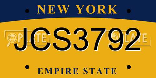 JCS3792 New York License Plate